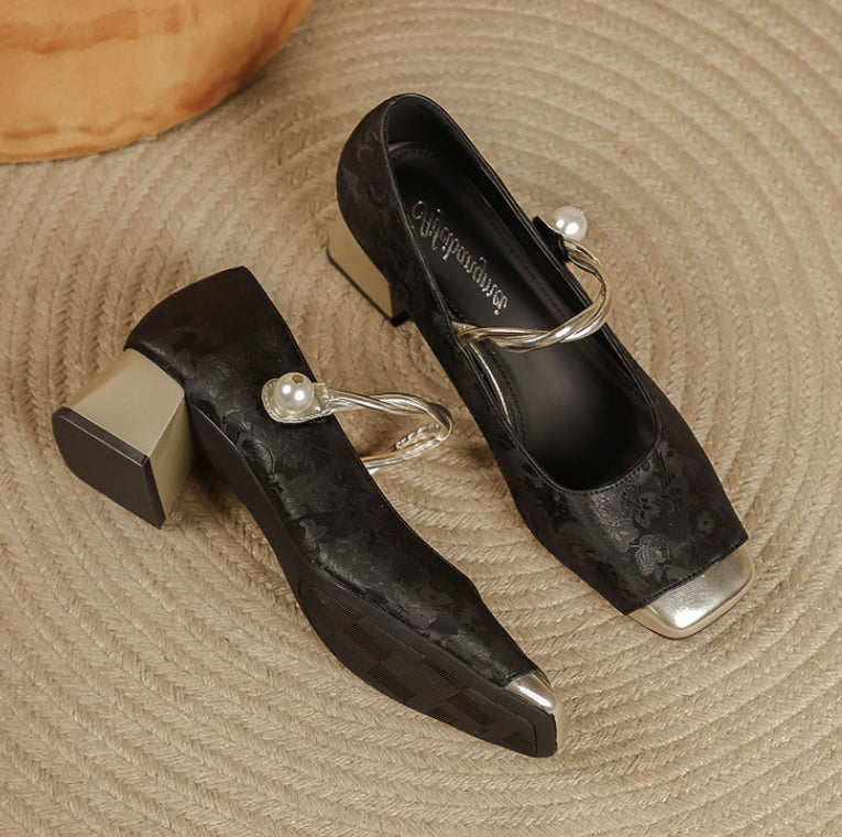 zapatos de tacón grueso estampados