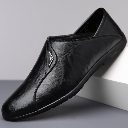 🐂Cuero🐂Zapatos de piel con etiqueta plateada para hombre