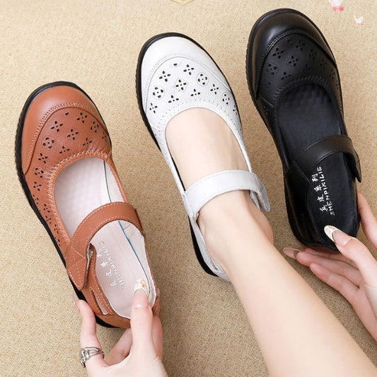 Zapatos de mujer de piel hueca transpirables