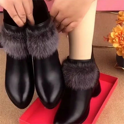 botas cálidas de piel de conejo