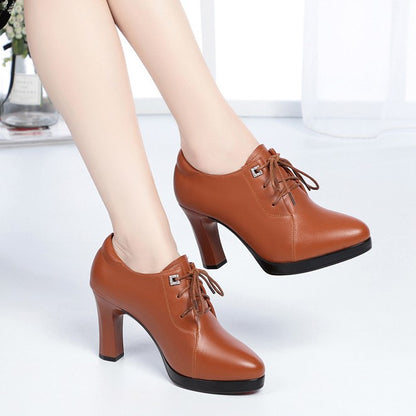 Zapatos de Tacón Alto de Piel Suave con Punta Fina