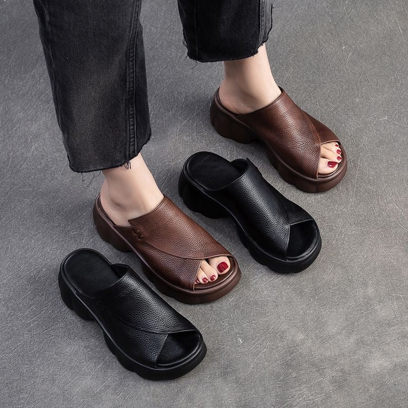 Sandalias peep toe de piel suave