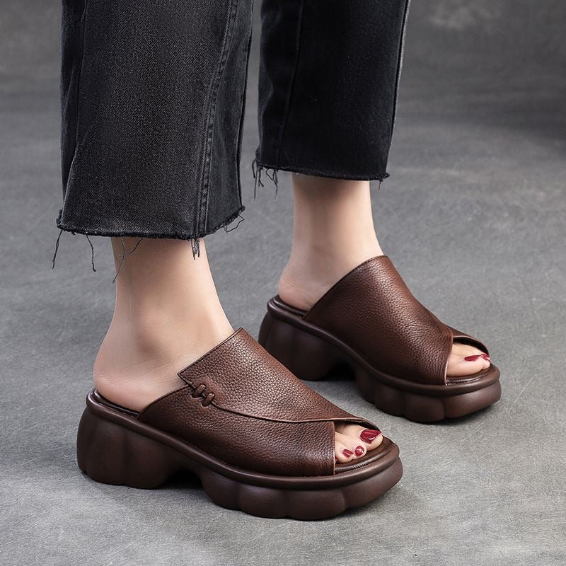 Sandalias peep toe de piel suave