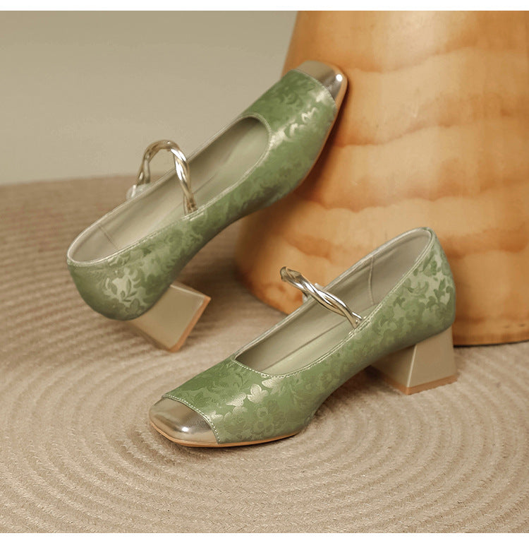 zapatos de tacón grueso estampados