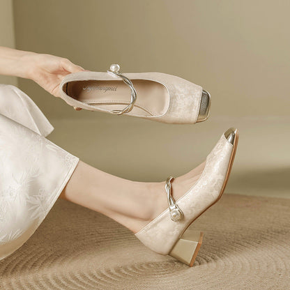 zapatos de tacón grueso estampados