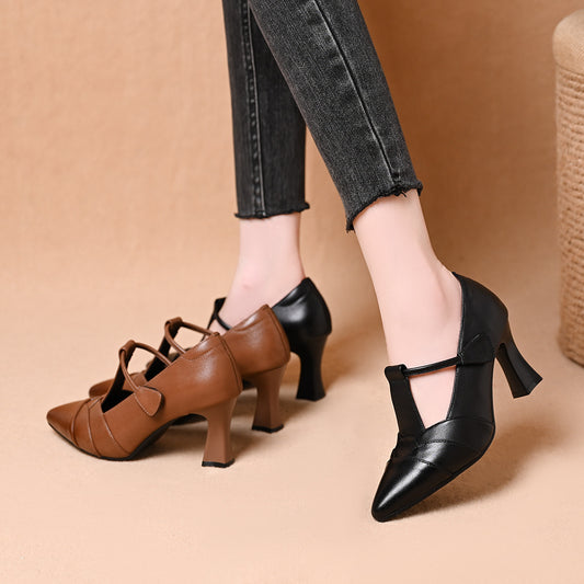 Zapatos de tacón punta fina nuevos, diseño cómodo