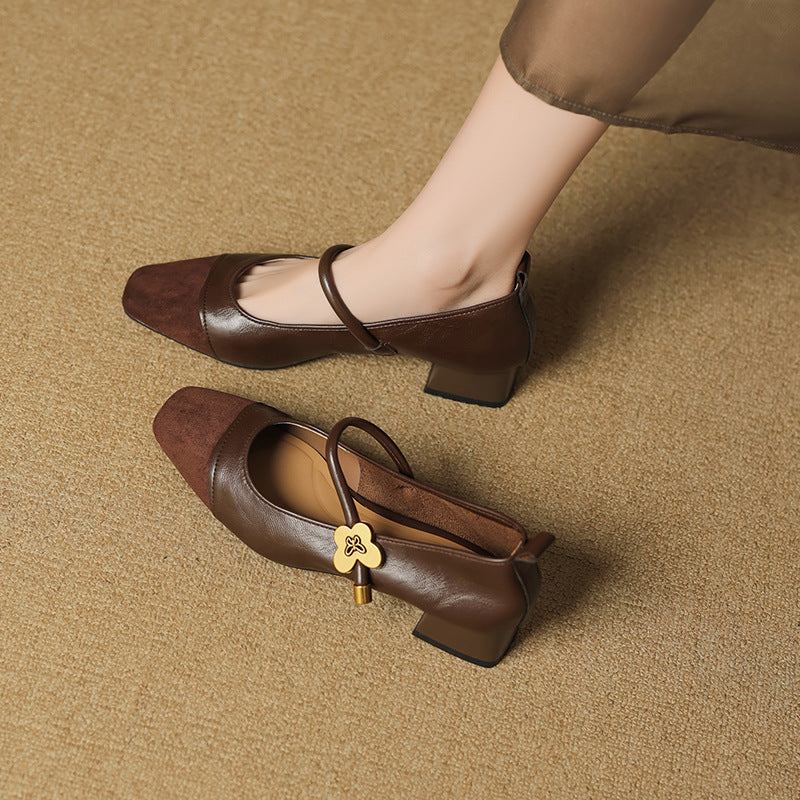 Zapatos de Piel Elegantes con Correa para Mujer