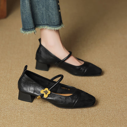 Zapatos de Piel Elegantes con Correa para Mujer