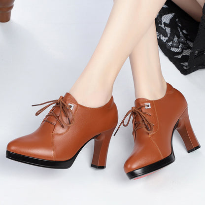 Zapatos de Tacón Alto de Piel Suave con Punta Fina