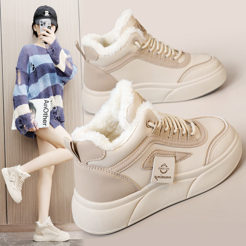 Zapatos casuales de terciopelo de suela gruesa de invierno