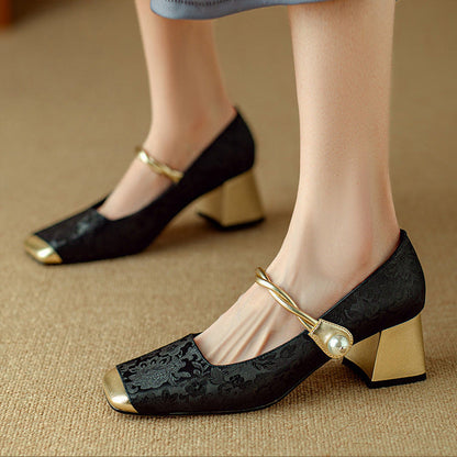 zapatos de tacón grueso estampados