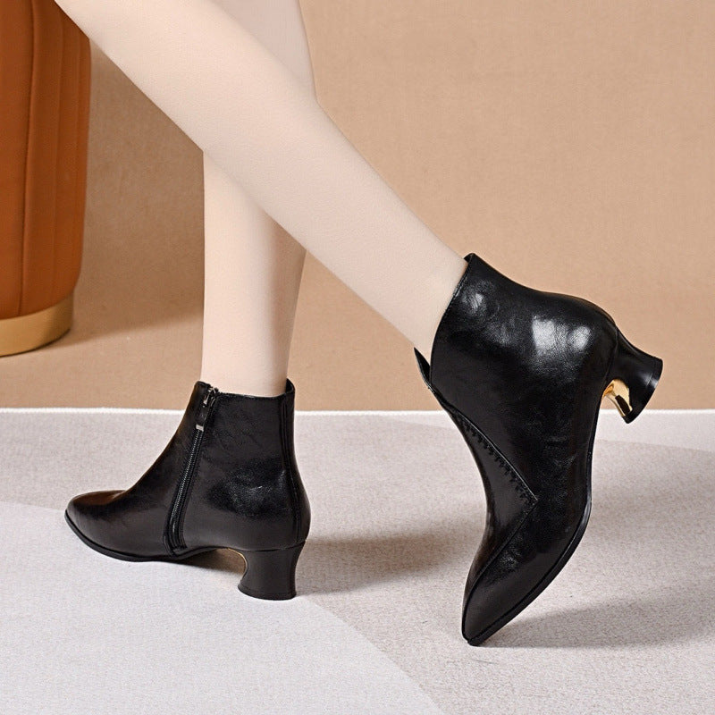 Botines de Piel con Tacón Escultural