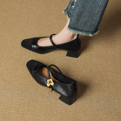 Zapatos de Piel Elegantes con Correa para Mujer