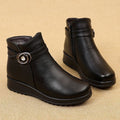 Botas de cuero para mujeres con terciopelo en invierno (embellecimiento)
